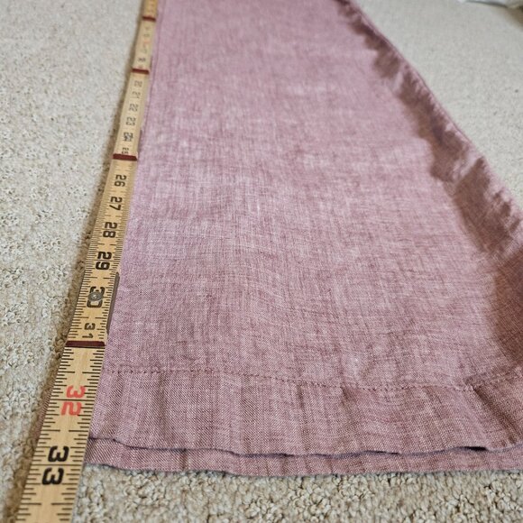 Athleta Cabo 100% Linen Womens Pants SZ 14 Tall Long Pink Wide Leg Pull On Baggy - Picture 15 of 16